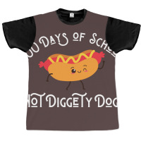 Funny Hot Dog 100 Days Of School Hot Diggety Dog Q Graphic T-shirt | Artistshot