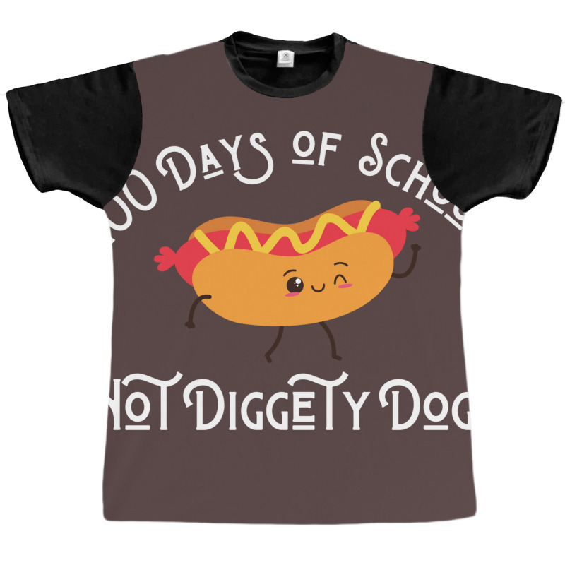 Funny Hot Dog 100 Days Of School Hot Diggety Dog Q Graphic T-shirt | Artistshot