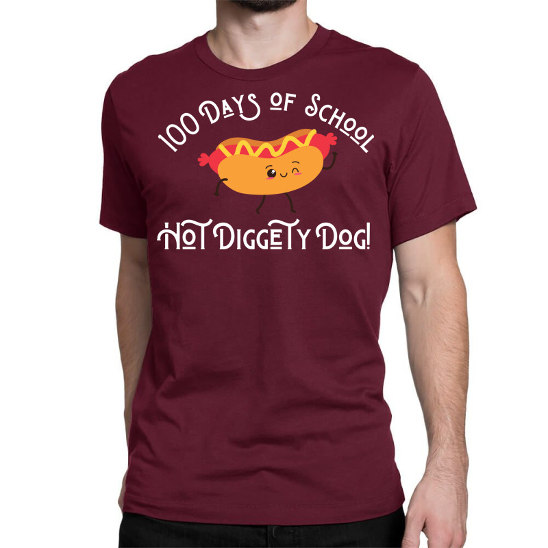 Funny Hot Dog 100 Days Of School Hot Diggety Dog Q Classic T-shirt | Artistshot