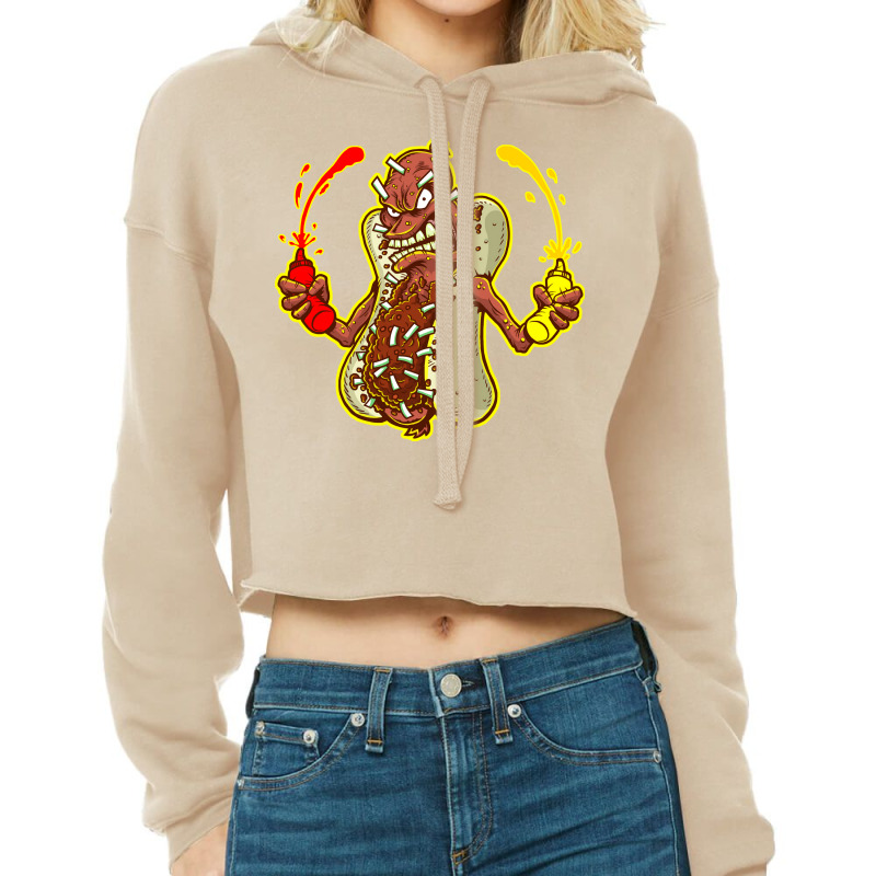 Angry Hot Dog 70s Cropped Hoodie by matitakaisah | Artistshot