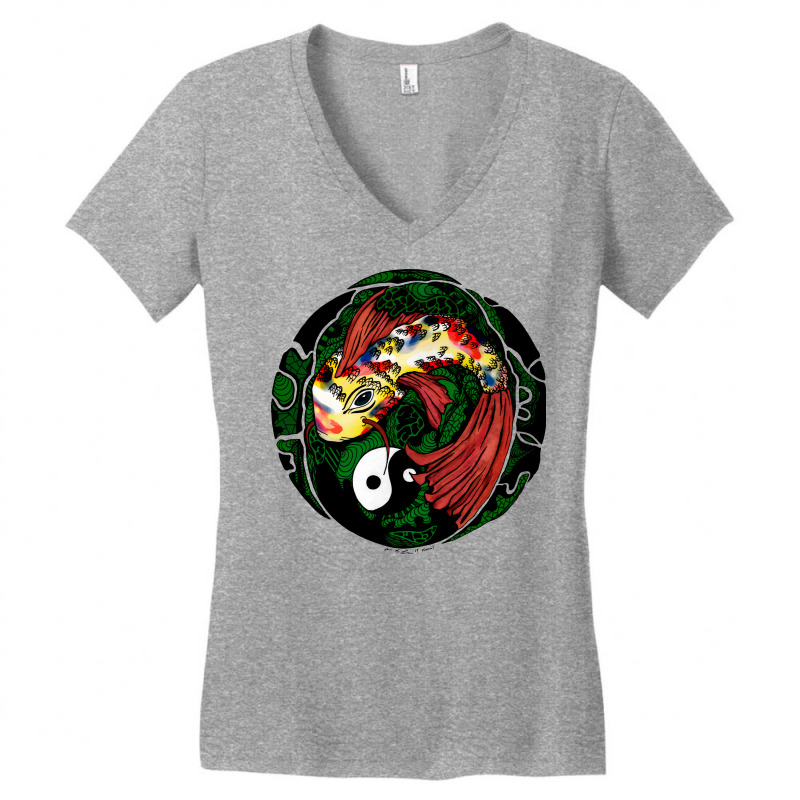 Koi Of Balance Emerald Edition Humor Women's V-Neck T-Shirt by nikkiaphavn | Artistshot