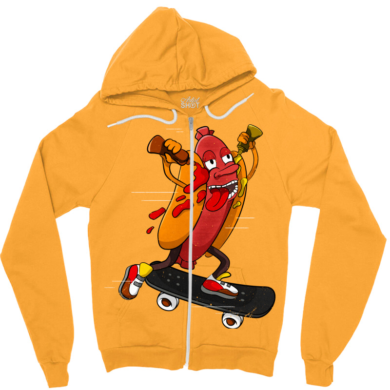 Hotdog Skater Funny Skating Bratwurst Nature Zipper Hoodie | Artistshot