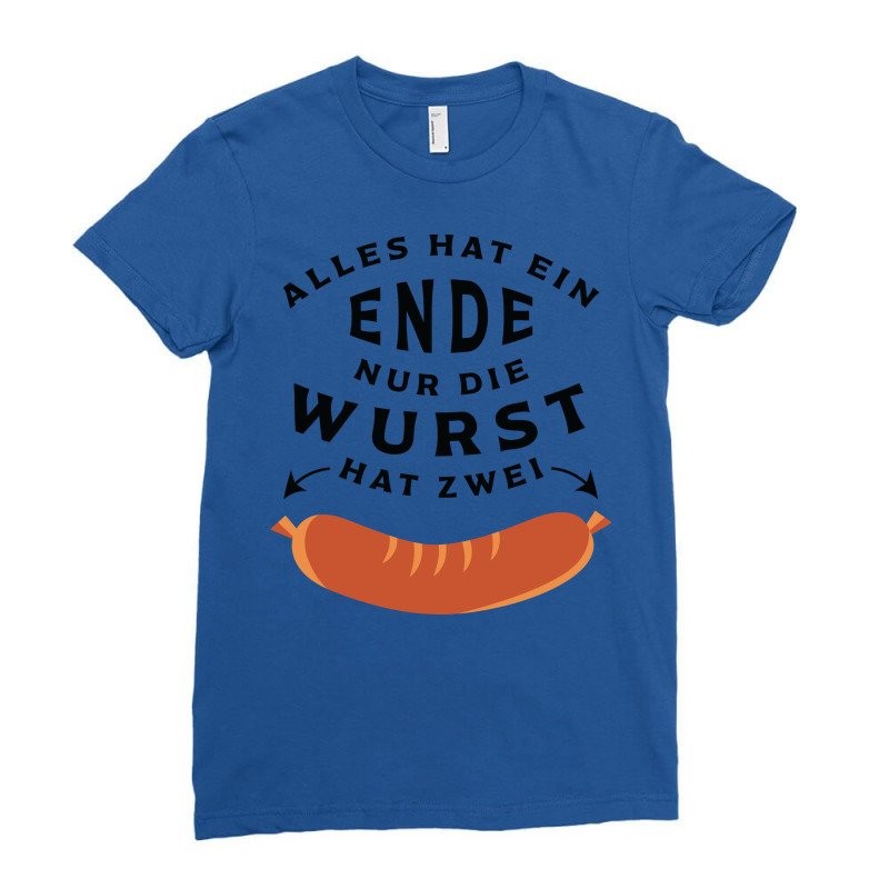 Funny German Wurst Sausage Hippie Ladies Fitted T-Shirt by fdoolawni | Artistshot