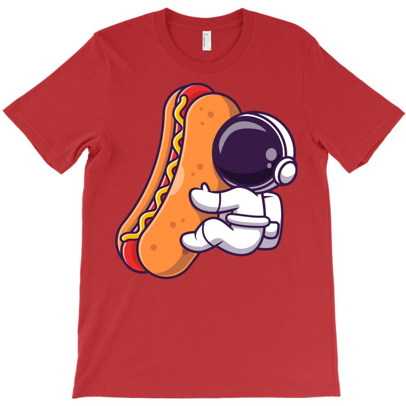 Cute Astronaut With Hot Dog Cartoon Yellow T-shirt | Artistshot