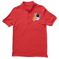 Cute Astronaut With Hot Dog Cartoon Yellow Men's Polo Shirt | Artistshot