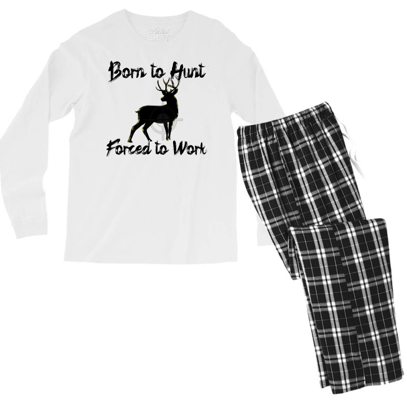 Born To Hunt Forced To Work 80s Men's Long Sleeve Pajama Set by lenainplongo2 | Artistshot