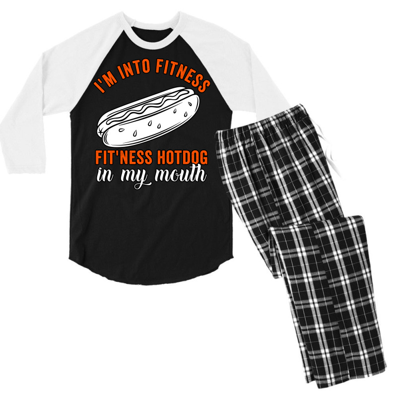 Im Into Fitness Fitness Hot Dog In My Mouth Summer Men's 3/4 Sleeve Pajama Set | Artistshot