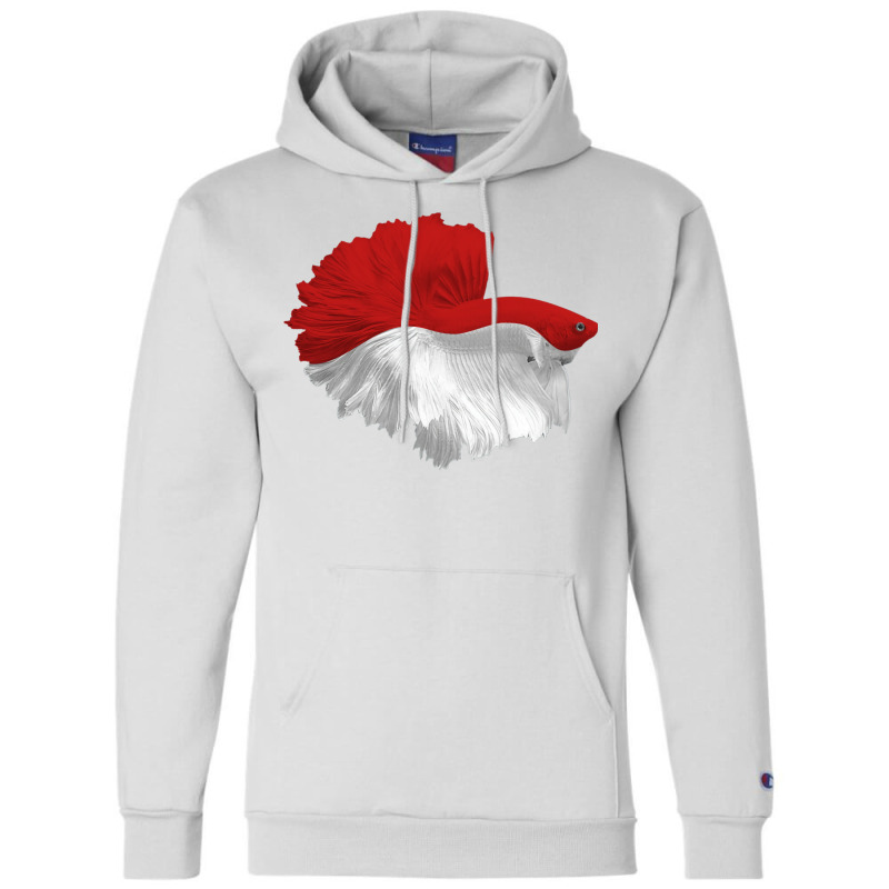 Awesome Betta Halfmoon Red And White Hippie Champion Hoodie by sbusiozald | Artistshot