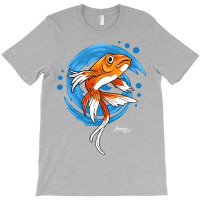 Carp Koi Fish On Blue Waves Green T-shirt | Artistshot