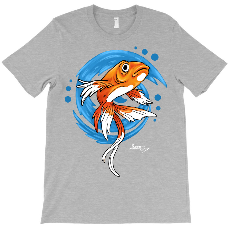 Carp Koi Fish On Blue Waves Green T-Shirt by sbusiozald | Artistshot