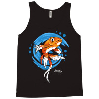 Carp Koi Fish On Blue Waves Green Tank Top | Artistshot