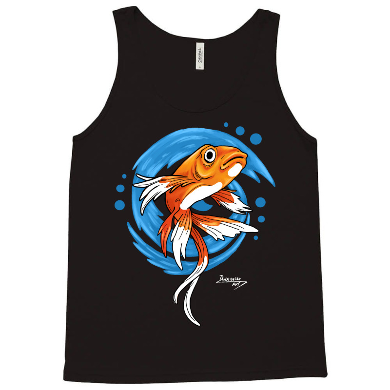 Carp Koi Fish On Blue Waves Green Tank Top by sbusiozald | Artistshot