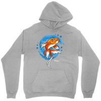 Carp Koi Fish On Blue Waves Green Unisex Hoodie | Artistshot