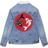 Circling Koi Fish Hipster Unisex Sherpa-lined Denim Jacket | Artistshot