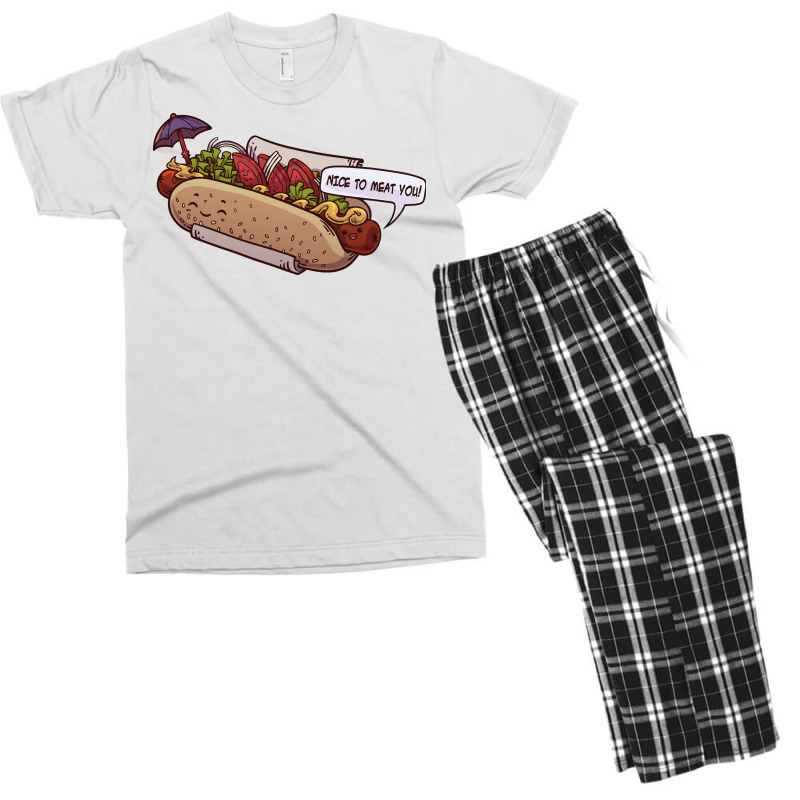 Friendly Hotdog Cute Men's T-shirt Pajama Set | Artistshot