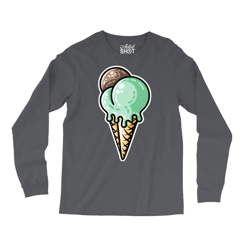 Cute Mint And Chocolate Ice Cream Cone Nature Long Sleeve Shirts | Artistshot