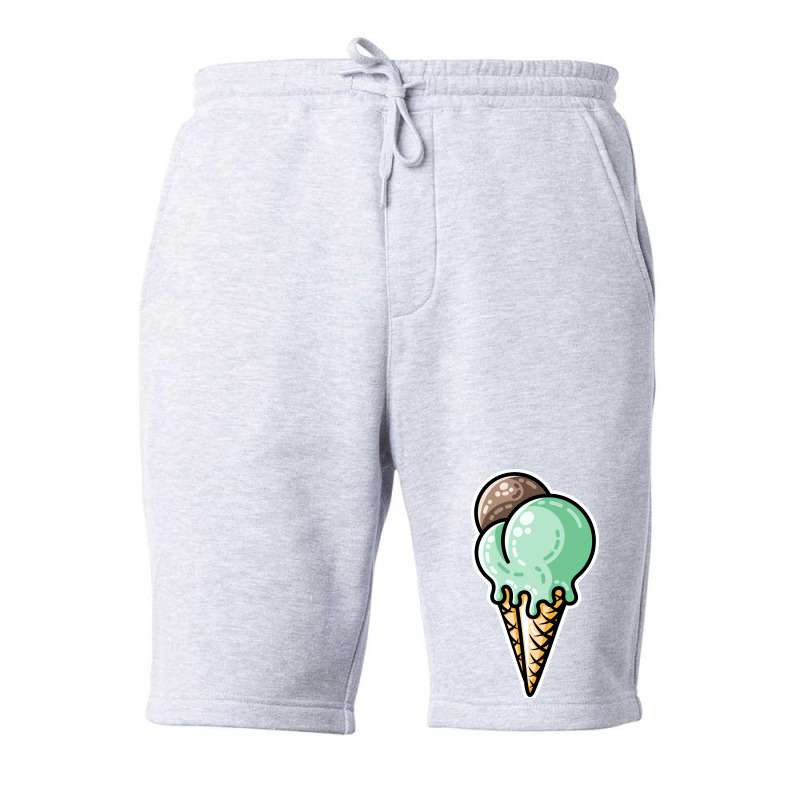 Cute Mint And Chocolate Ice Cream Cone Nature Fleece Short | Artistshot