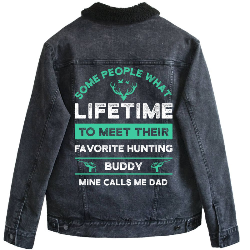 Father And Son Hunting Gift Yellow Unisex Sherpa-Lined Denim Jacket by vulumagelsyh | Artistshot