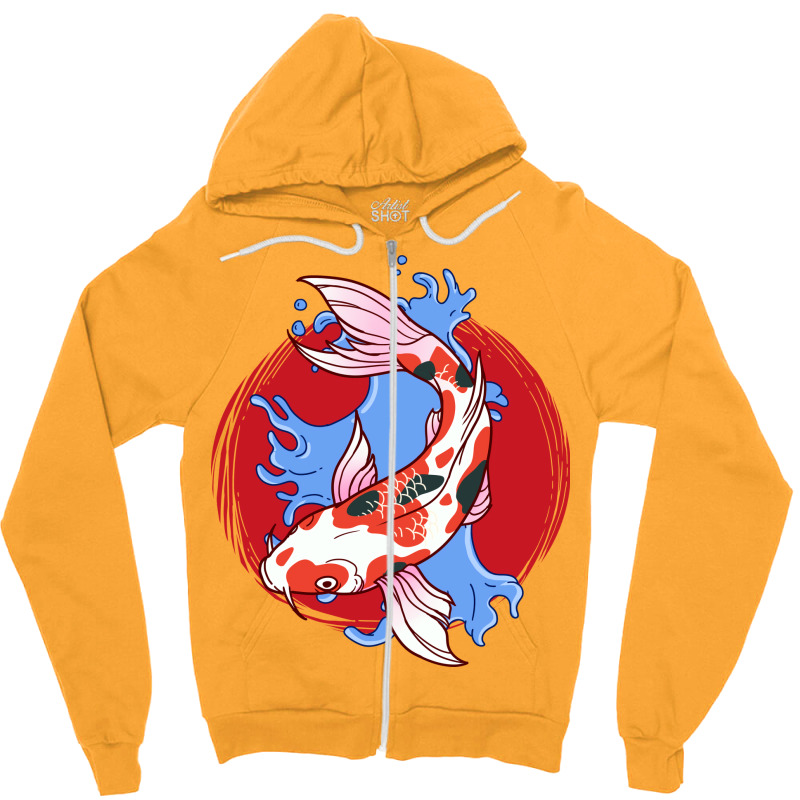 Koi Carp Garden Pond Vintage Zipper Hoodie | Artistshot