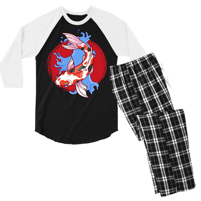 Koi Carp Garden Pond Vintage Men's 3/4 Sleeve Pajama Set | Artistshot