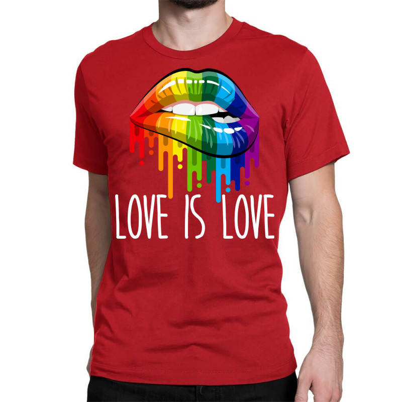 Love Is Love Rainbow Lips Lgbt Gay Lesbian Pride S Classic T-shirt | Artistshot