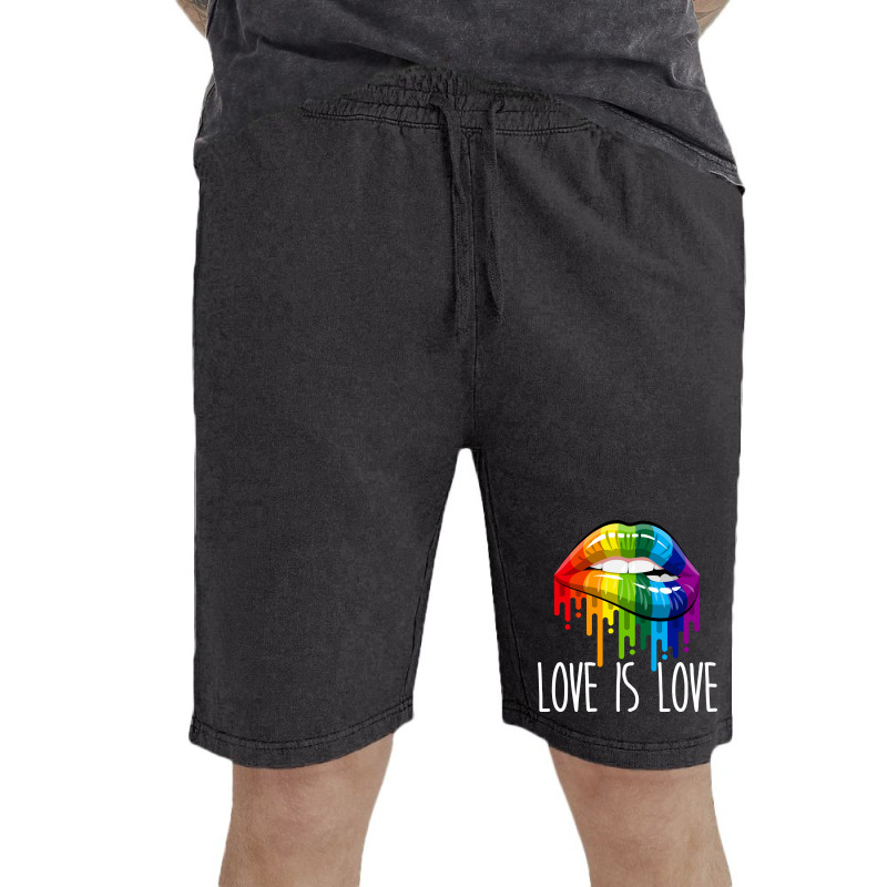 Love Is Love Rainbow Lips Lgbt Gay Lesbian Pride S Vintage Short | Artistshot