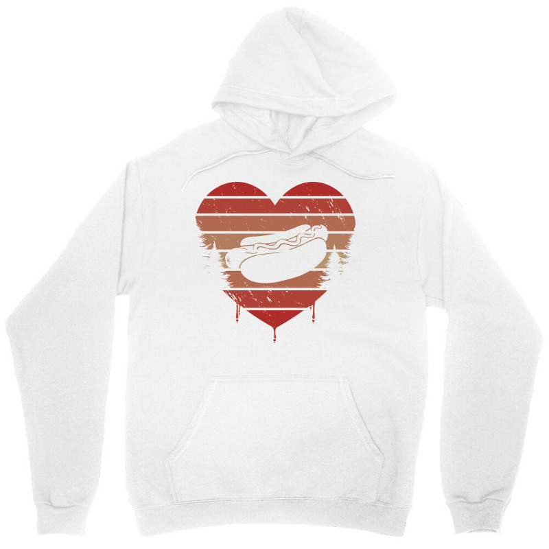 Cute Red Vintage Heart Hotdogs Valentine Day Love Unisex Hoodie | Artistshot