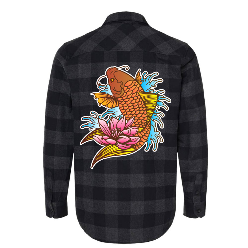 Koi Fish Cool Japanese Tattoo Jinli Japan Coi Carp Flannel Shirt by sbusiozald | Artistshot