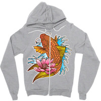 Koi Fish Cool Japanese Tattoo Jinli Japan Coi Carp Zipper Hoodie | Artistshot