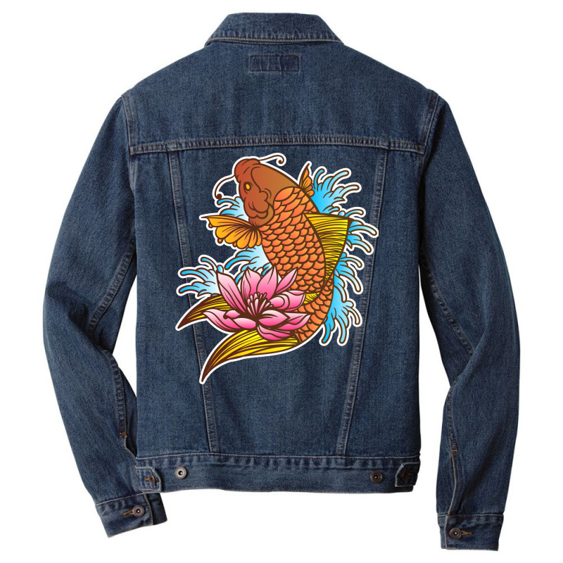 Koi Fish Cool Japanese Tattoo Jinli Japan Coi Carp Men Denim Jacket by sbusiozald | Artistshot