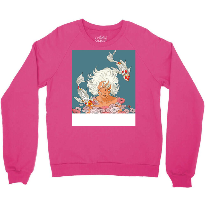 Koi Fish Girl Under The Water Aesthetic Crewneck Sweatshirt | Artistshot