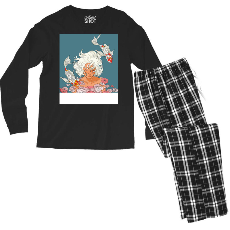 Koi Fish Girl Under The Water Aesthetic Men's Long Sleeve Pajama Set | Artistshot