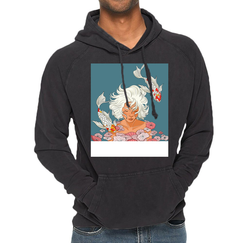 Koi Fish Girl Under The Water Aesthetic Vintage Hoodie | Artistshot