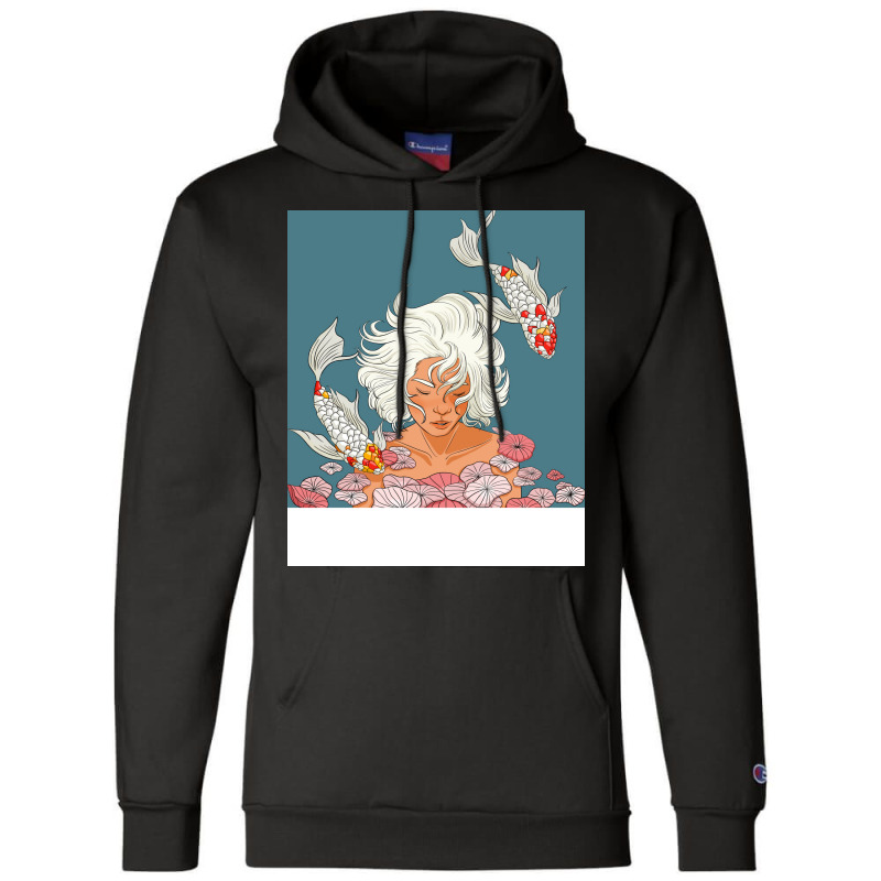 Koi Fish Girl Under The Water Aesthetic Champion Hoodie | Artistshot