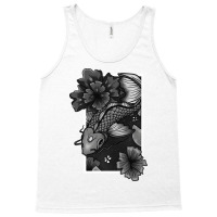 Koi Fish Gliding Through Water And Flowers Grey Ed Tank Top | Artistshot