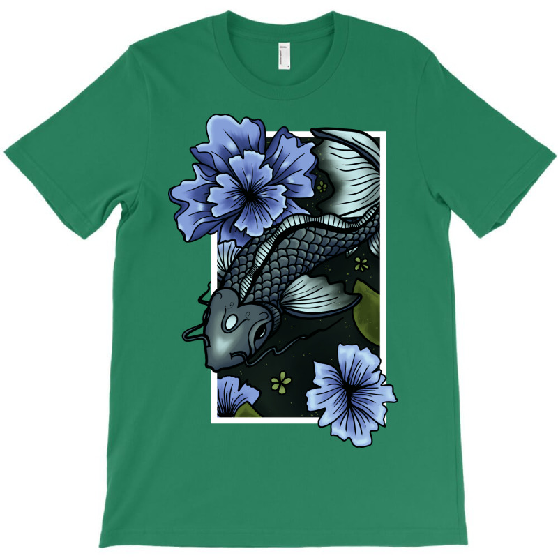 Koi Fish Swimming Through Water And Flowers Silver T-Shirt by sbusiozald | Artistshot