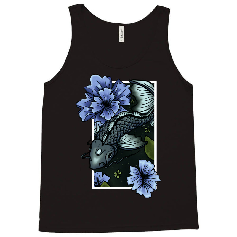 Koi Fish Swimming Through Water And Flowers Silver Tank Top by sbusiozald | Artistshot