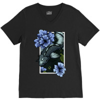 Koi Fish Swimming Through Water And Flowers Silver V-neck Tee | Artistshot