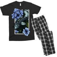 Koi Fish Swimming Through Water And Flowers Silver Men's T-shirt Pajama Set | Artistshot