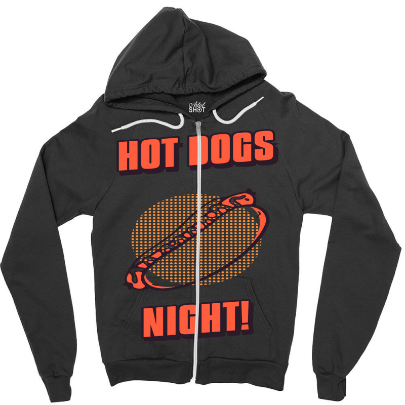 Hot Dogs Night Yellow Zipper Hoodie | Artistshot