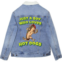 Just A Boy Who Loves Hot Dogs Music Unisex Sherpa-lined Denim Jacket | Artistshot