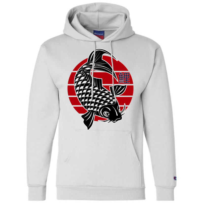 Koi Fish Vintage Japan Sunset Champion Hoodie by sbusiozald | Artistshot