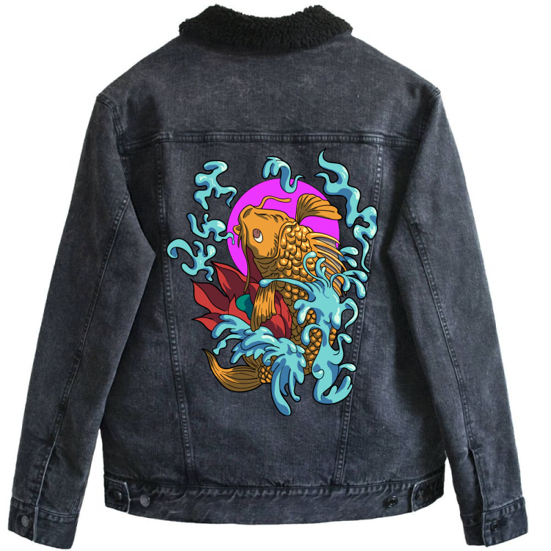 Koi Fish Japan Coi Carp Cool Japanese Tattoo Jinli Unisex Sherpa-lined Denim Jacket | Artistshot