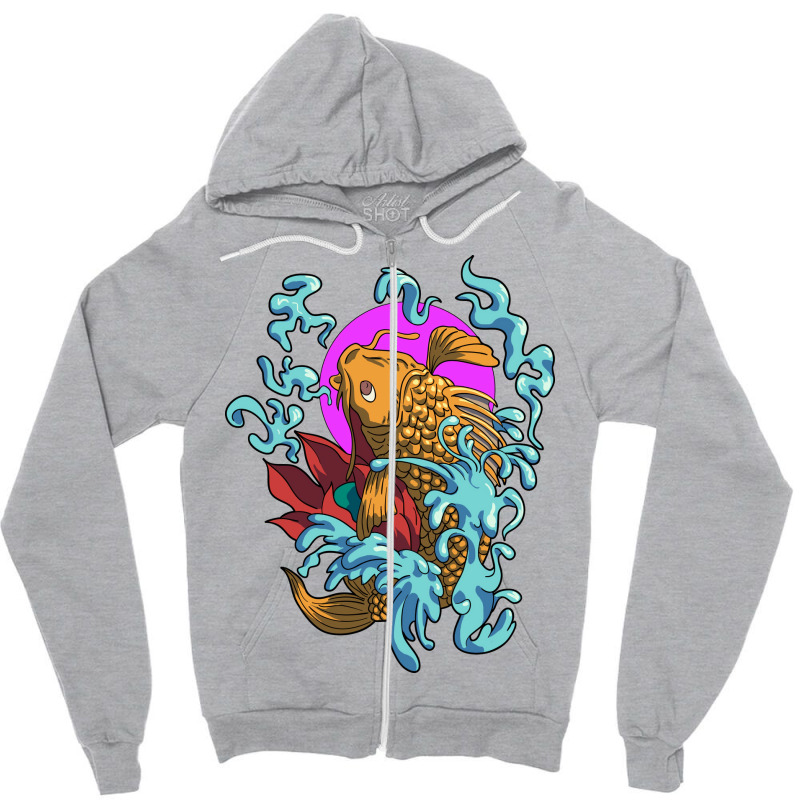 Koi Fish Japan Coi Carp Cool Japanese Tattoo Jinli Zipper Hoodie | Artistshot