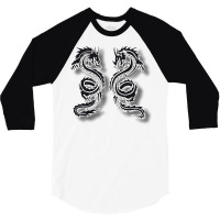 Beautiful Decorative Drawing For Two Dragons 3/4 Sleeve Shirt | Artistshot