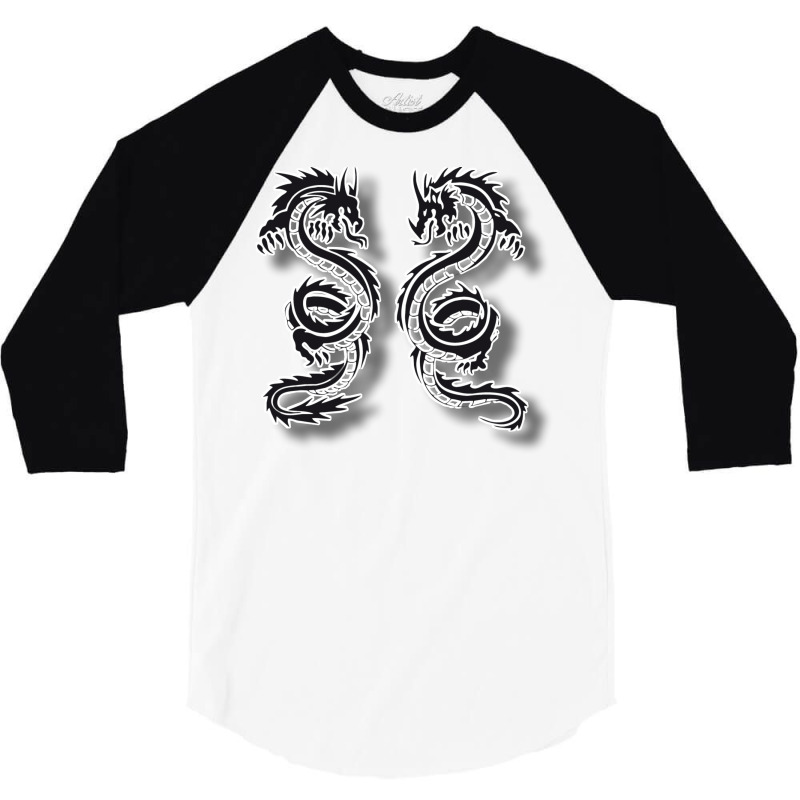 Beautiful Decorative Drawing For Two Dragons 3/4 Sleeve Shirt | Artistshot