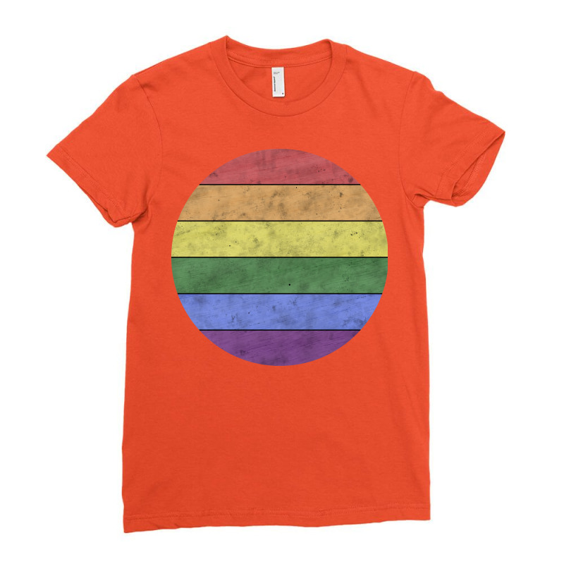 Vintage Lgbt  Pride Distressed Black Rainbow Wood Ladies Fitted T-Shirt by siiserekatj | Artistshot