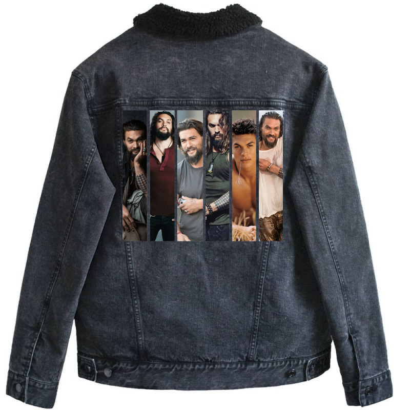 Beautiful Model Jason Momoa Collage   Leo Zodiacne Unisex Sherpa-lined Denim Jacket | Artistshot