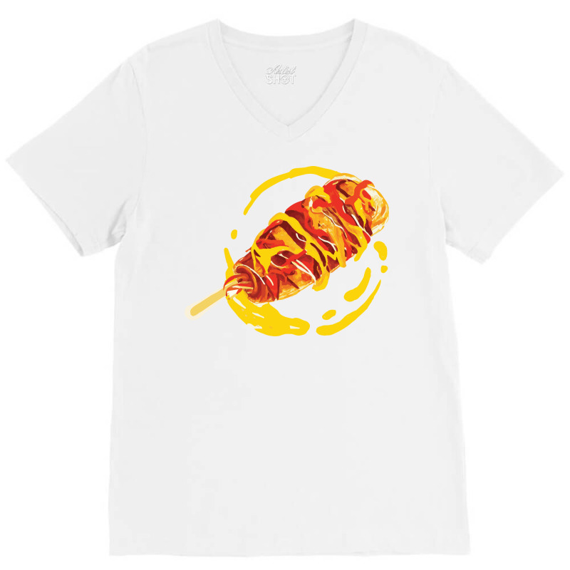 Korean Corn Dog Snack Of South Korea Fun Foodie St V-neck Tee | Artistshot