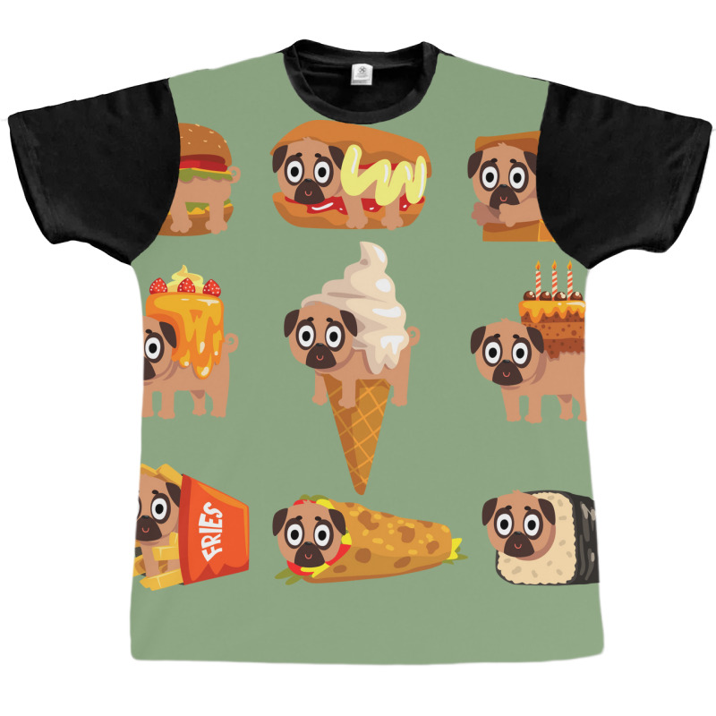 Pug In Food Collection Stars Graphic T-shirt | Artistshot